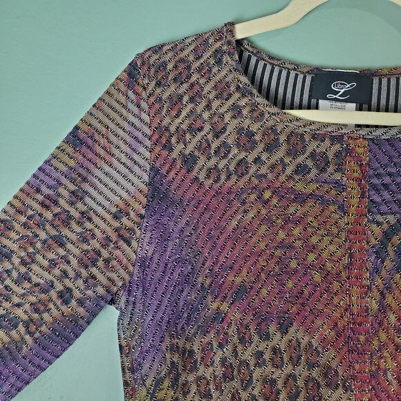 Libra Womens Colorful Multicolor Metallic Art To Wear Tunic Top Size Medium - Picture 4 of 6